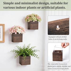 Square Flower <b>Pot</b> <b>Stand</b> 4x4x3.5 Inch Wooden Desktop Planter For Indoor Plants Greenery Decor - Product Image 4