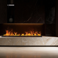 Meuble TV encastré avec foyer à vapeur, foyer décoratif à flamme LED 3D avec rangement pour usage intérieur