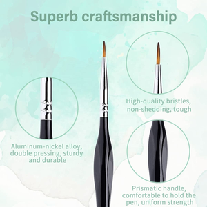 Ensemble de <span class=keywords><strong>pinceaux</strong></span> de peinture miniature en nylon à manche en bois ergonomique noir en vente chaude pour la peinture acrylique, <span class=keywords><strong>pinceaux</strong></span> <span class=keywords><strong>aquarelle</strong></span> - Product Image 4