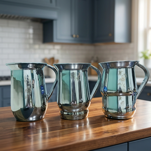 Stainless Steel Water Jug Set Classic Floral Design Reusable Bar <b>Accessories</b> 3 Pieces Metal Drink Dispenser - Product Image 3