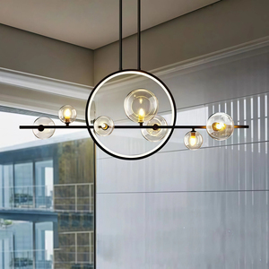 Lampe suspendue LED en verre et fer de style industriel JYLIGHTING, à hauteur réglable, pour bureau, hall d'entrée et espaces publics - Product Image 1