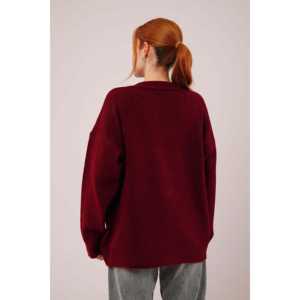 Pull en maille bordeaux pour femme, décontracté, anti-boulochage, 14 Gg, 320 grammes, couleur bordure - Product Image 1