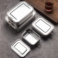 Boîte à lunch Bento rectangulaire en acier inoxydable 304 de qualité alimentaire Pennyson, capacité 0-3L, hermétique et anti-fuite, avec couvercle en acier inoxydable