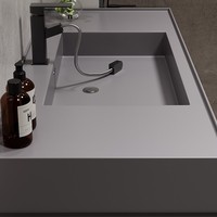 Meuble de salle de bain en bois massif de luxe italien avec miroir LED intelligent et lavabo en pierre microcristalline pour salle de bain