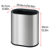 Cubo de Basura Delgado de Acero Inoxidable con Tapa Abierta y Cubo Interior Extraíble, Contenedor de Residuos que Ahorra Espacio para Baño, Oficina y Espacios Estrechos