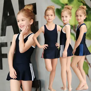 최신 판매 학교 어린이 단색 수영 어린이 훈련 팀 착용 어린 소녀 여름 수영복