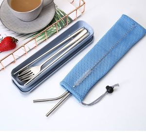 Juego de Cubiertos Portátiles de Acero Inoxidable para Viajes al Aire Libre, Cuchillo, Cuchara, Tenedor, Palillos, Pajita, con Caja - Product Image 3