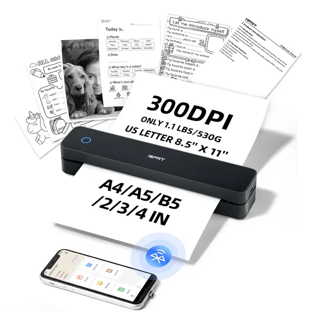 Portable Thermal A4 Printer Supports 210mm Width Thermal Paper Printing Mobile Phone USB+ Computer Connection Stock