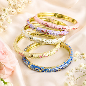 กำไลข้อมือคริสตัลชุบทองโลหะผสมสังกะสีลายดอกไม้เคลือบสีแบบหยดน้ำสไตล์ยุโรปอเมริกันตะวันออกกลางรุ่นใหม่ - Product Image 1