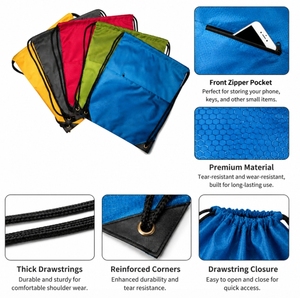 Custom Logo <b>Drawstring</b> Backpack Fashion Diy Printed Gym Bag Durable Nylon Polyester Outdoor Sports Bag for Promotional Gifts - Product Image 3