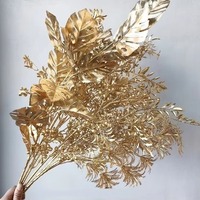 Haute Qualité Artificielle En Plastique Doré Feuilles Or Série Plante Artificielle Eucalyptus pour Mariage Arrangement De Fleurs Décor