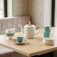 Ensemble Cadeau de Thé et Café en Porcelaine Fine à Motifs Géométriques Modernes, Tasses et Soucoupes à Expresso, Théière pour 4 Personnes - Vente en Gros