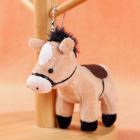 Porte-clés en peluche cheval à faible MOQ, accessoires pour animaux en peluche, fournitures pour fêtes à thème ferme, poupée en peluche de Noël