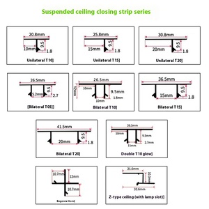 <span class=keywords><strong>Bande</strong></span> de garniture de couture d'ombre de <span class=keywords><strong>plafond</strong></span> suspendu moderne simple double <span class=keywords><strong>bande</strong></span> de bord de plaque de plâtre décorative d'alliage d'aluminium de type T - Product Image 5