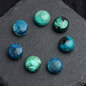 Crisocola Natural de 12 MM, Forma Lisa, Parte Posterior Plana, Cabujón de Piedra Preciosa Suelta, Azul Verde, Alto Pulido, para Hacer Pendientes Colgantes - Product Image 4