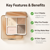 Palette de contouring visage DOPI format voyage 9g 4 teintes Poudre nacrée mate Personnalisé Pantone OEM ODM Fabricant de maquillage Chine