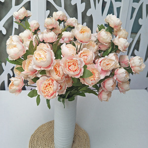 Fleurs artificielles Queyiyi, pivoines délicates à 6 têtes, branche de 30cm à 100cm, accessoires de décoration pour mariage et maison - Product Image 4