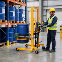 Meilleur prix : Chargeur de fûts électrique en acier de 55 gallons, à pousser, avec rotation à 180°, capacité de 450 kg, hauteur de levage de 1500 mm