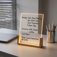 Base lumineuse LED en forme de U personnalisable avec panneau en acrylique transparent, tableau d'affichage lumineux effaçable, cadeau original unique