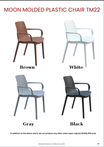 Moon Style Molded Plastic <b>Chair</b> with Armrests in Black, Brown, and <b>White</b>, Stackable Durable Seating - Product Image 6