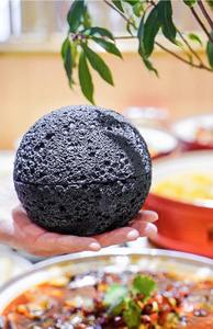 5성급 호텔용 스톤 분자 요리 음식 그릇 화산석 4인치 무광 블랙 크리에이티브 도자기 루나 볼 - Product Image 3
