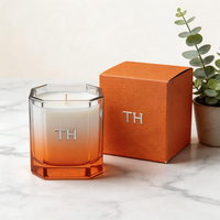 Vente en gros de pots à bougies carrés géométriques transparents nordiques de 8 oz, 10 oz et 12 oz, porte-bougie en verre pour décoration de maison de luxe avec couvercle