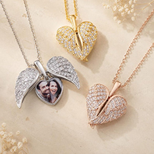 Collana Trendy in Acciaio Inossidabile Placcato Oro 18K con Ciondolo a <span class=keywords><strong>Cuore</strong></span> Aperto in Cristallo, Collana Personalizzata alla Moda per Coppie - Product Image 1