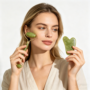Set de Masajeadores Faciales con Logotipo Personalizado, Rodillo de Jade Guasha para Rostro, Cabeza y Cuello, Masajeador Facial Natural, Set de Rodillo Guasha - Product Image 1