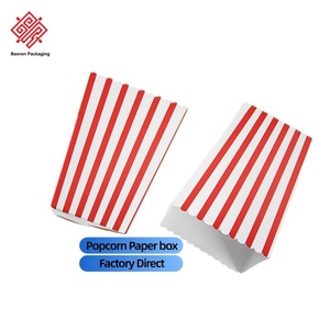 Boîtes d'emballage pour pop-corn de style cinéma, grande capacité, en papier kraft recyclé rayé rouge, jetables et de qualité alimentaire, vente en gros - Product Image 3