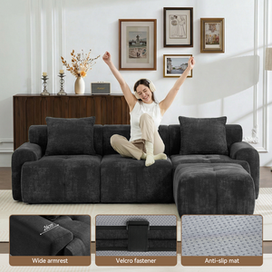 UK Warehouse Meroow MS1 High Back L-Shape <b>Sofa</b> with Tufted Design Anti-slip Base Modular Couch Fast Shipping - Product Image 6