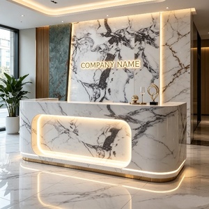 Mostrador de Recepción Cuadrado de Mármol Moderno, Marca OEM <span class=keywords><strong>SM</strong></span>, de Lujo, para Hotel u Oficina, Ecológico, Resistente al Fuego y al Agua, 1 Año de Garantía - Product Image 3