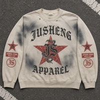 T-shirt personnalisé vintage délavé à l'acide à manches longues avec broderie de crânes, 100% coton, pour homme, impression numérique DTG, streetwear, vente en gros