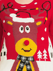 Custom Christmas Printed Pullover <strong>Top</strong> for Women Casual <strong>Plus</strong> <strong>Size</strong> Knit Sweater Fashionable Round-Neck Winter <strong>Xmas</strong> Sweater - Product Image 4