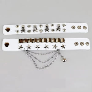 Exquisita Pulsera de Aleación con Remaches de Estrella y Calavera para Mujer, Pulsera de Cuero PU Multicolor, Joyería Hiphop Moderna, Regalos - Product Image 5