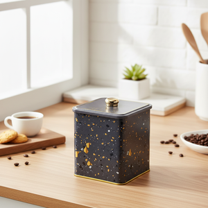 1.8L Terrazzo <b>Brown</b> 120x120x137mm Metal Square <b>Storage</b> <b>Box</b> with Knob Handle 120x120x137 mm Metal Square <b>Box</b> with Knob Handle - Product Image 3