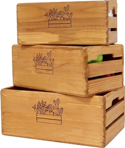 Caisses en bois pour affichage décoratif vintage, caisses gigognes en bois (marron, lot de 3) - Product Image 2