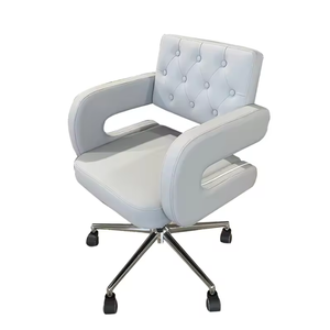 Chaise de technicien argentée pour salon de beauté, tabouret de luxe moderne hydraulique pour clinique et salon de manucure avec dossier - Product Image 4
