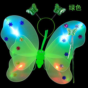 Ailes à Paillettes Lumineuses LED Brillant Fête Filles Anniversaire Petite Fée Bébé Vente en Gros Déguisement Papillon Baguette Magique Bandeau Costume - Product Image 4