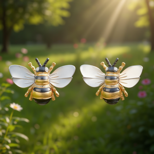 Gold Plated <b>Bee</b> Stud Earrings With Zircon Insect Design For Women Fashion Jewelry <b>Gift</b> - Product Image 2