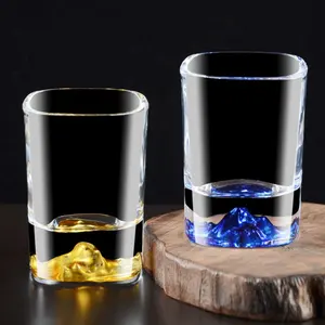 Wholesale Original Factory Ice Mountain Glass Bar Square Cup White Spirit Glass Shot Glass