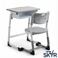 Ensemble bureau et chaise réglables en hauteur pour étudiants, en métal moderne, meubles pour salle de classe et chambre à coucher, pour les cours de soutien scolaire et la formation