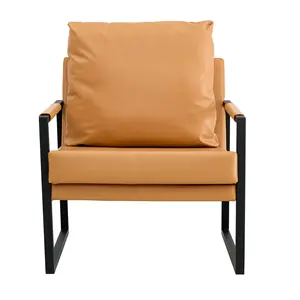 Moderne Lounge Stoel Stof Vrijetijdsstoel Metalen Frame Aangepaste Kleuren Woonkamer Eeuw Accent Huis Meubelstoel