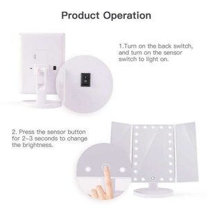 Magnification 3x/2x Makeup Mirror with Trifold Vanity Mirror With <b>Light</b> Desktop Cosmetic Mirror 180 Degree Rotation - Product Image 3
