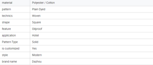 Colore solido personalizzabile tessuto poliestere/cotone antiolio moderno lusso decorativo quadrato Diai marca tovaglia Hotel uso - Product Image 4