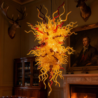 Lustre en verre soufflé LED suspendu en chaîne, moderne et créatif, coloré, pour plafond haut, escalier et salon