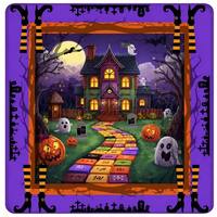 Tapis de Mahjong Américain Halloween Monster Mash Christmas Design en Caoutchouc Naturel Pliable Écologique Antidérapant pour 4 Joueurs Casino