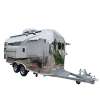 Remorque de restauration mobile en acier inoxydable pour pizzas, hamburgers, café, barbecue couvert