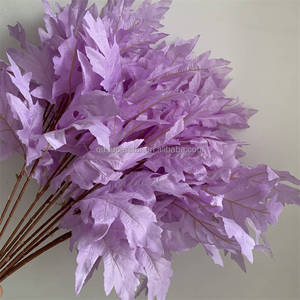 B-966 Plantas Artificiales Realistas al por Mayor, Hojas Grandes de Color Morado Claro, Plantas Artificiales Verdes, Arreglos Florales para Decoración de Bodas - Product Image 1