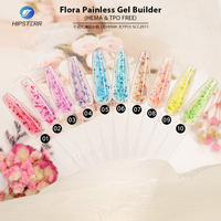 Gel de construction pour ongles Hema/TPO FREE, gel de construction pour ongles en gelée, gel de construction pour ongles avec paillettes de fleurs séchées, gel de construction BGIAB Flora, gel de construction indolore en bouteille