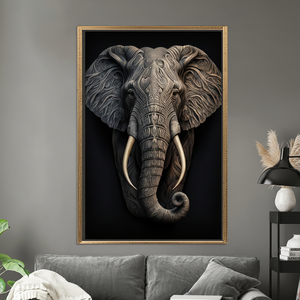 Elegant African Elephant Canvas Art, Tribal Print for Bold Decor,GOLD <b>FRAMED</b> CANVAS - Product Image 3